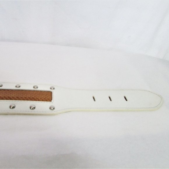 Calvin Klein white tan stripe leather belt M